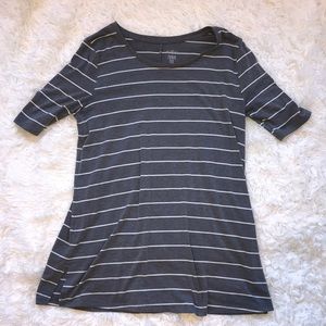 grey and white striped shirt